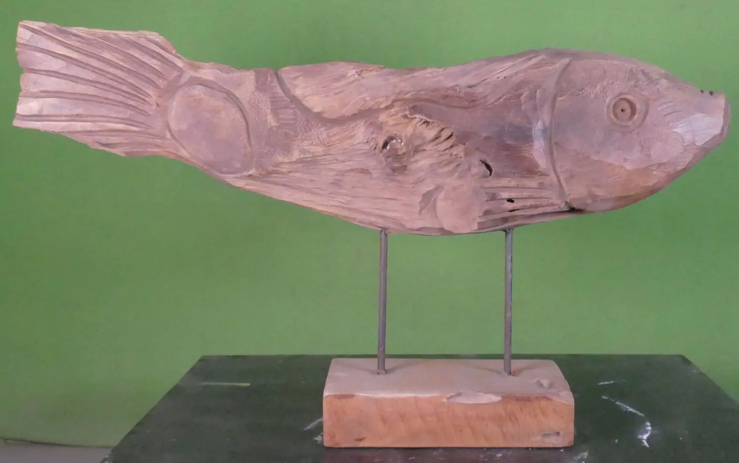  Product image 7 of the product “Carved fish wood on stand made from teak root pieces ”